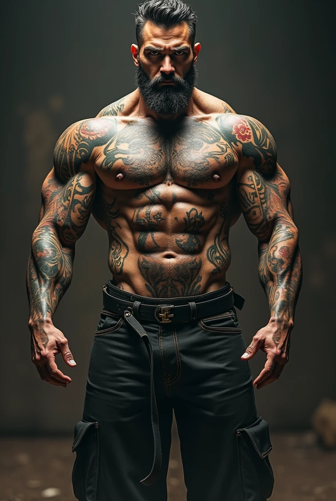 Fully tattooed muscular man