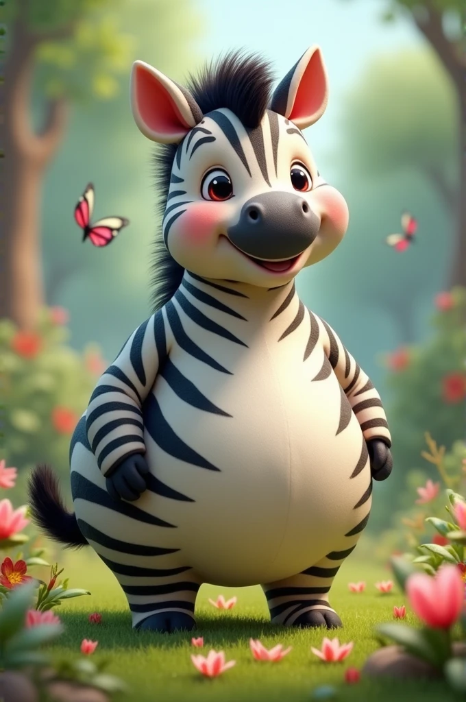 Show me a zebra with a chubby girl's body