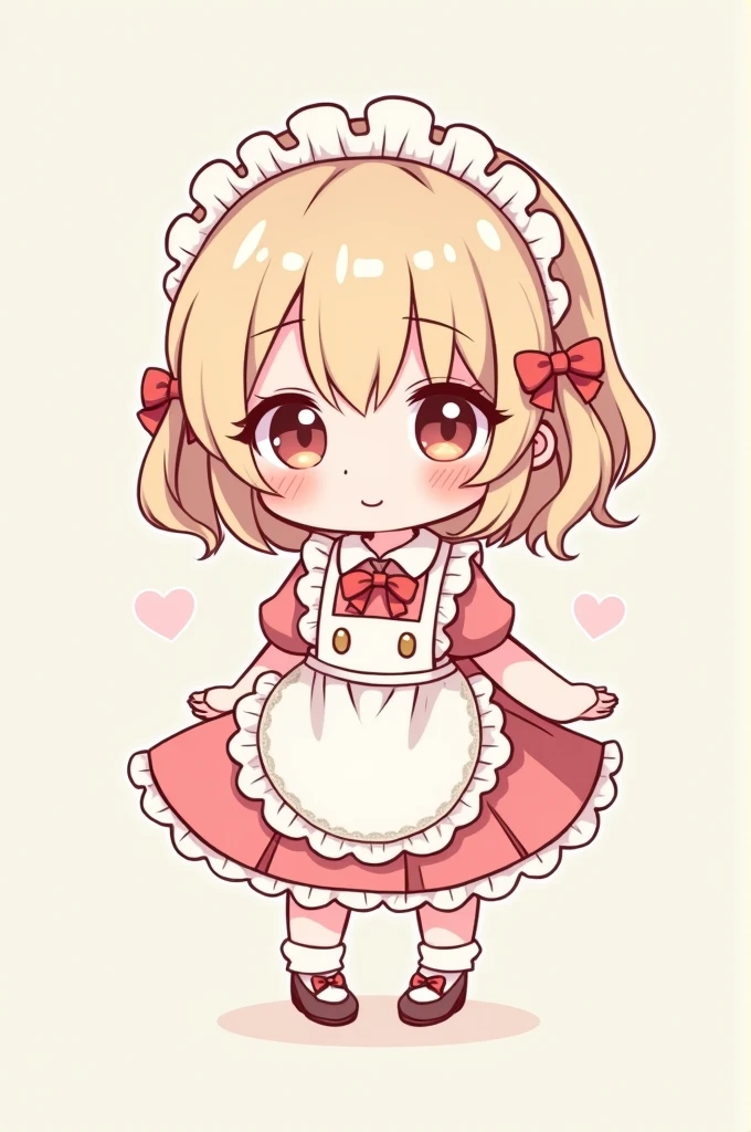 maid服 maid Girl ta cute background is light color whole body Chibi Big eyes