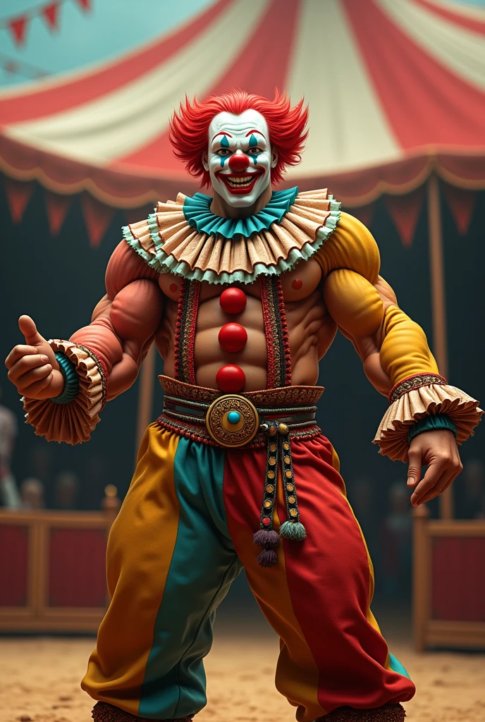 A circus clown man, brawny, Cao Cao 