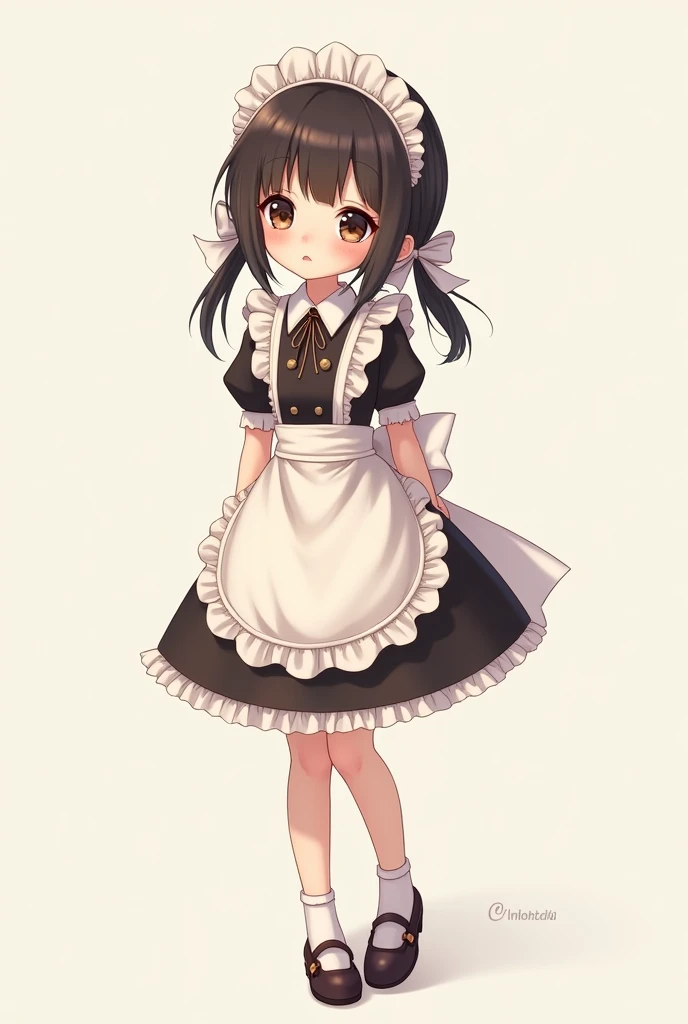 maid服　maid　Girl　Lolita　cute　background is light color　whole body　Big eyes