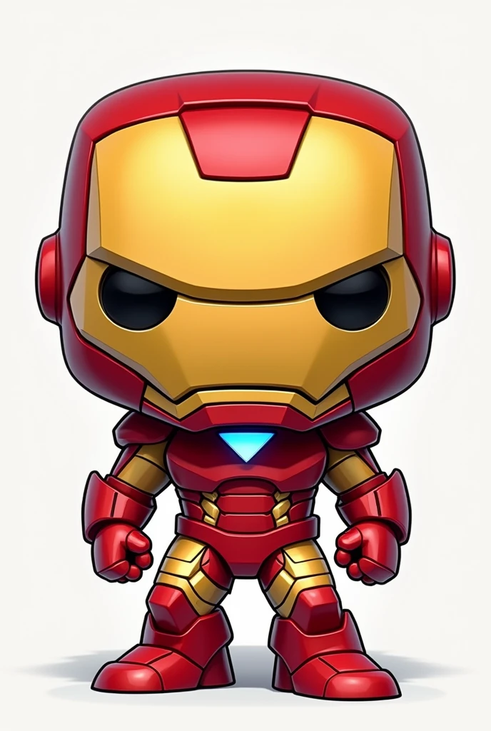 Create an image of an ironman funko pop tcg card in cartoon style