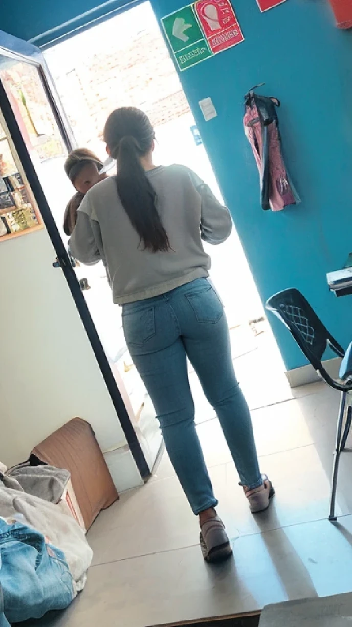 realistic girl in tight jeans