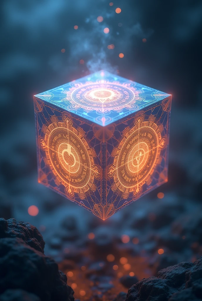 Magical cube, each four side has symbol of Body, Mind, Soul, Magic