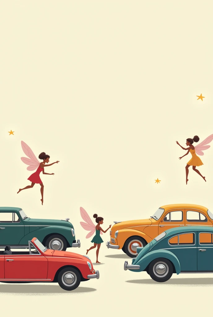 minimalist birthday celebration with cars and fairies invitation
