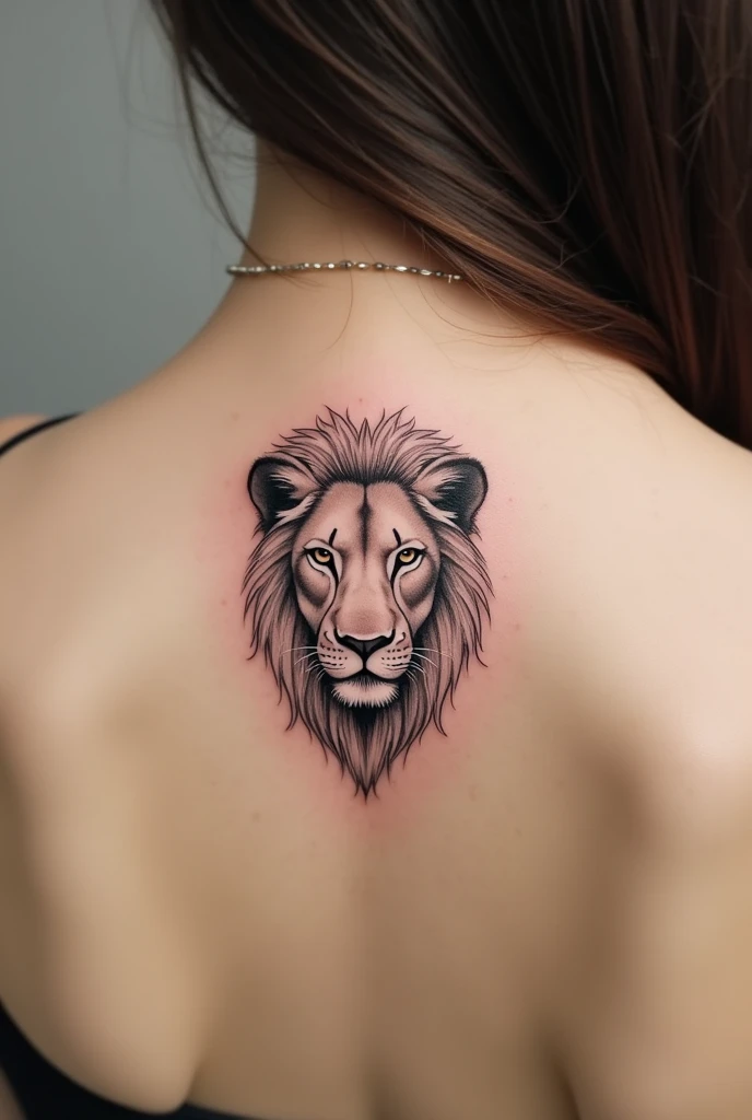 A lion tattoo on the back, not so masculine nor so feminine, something small and that matches the spine so that the lion&#39;s face can be seen. 