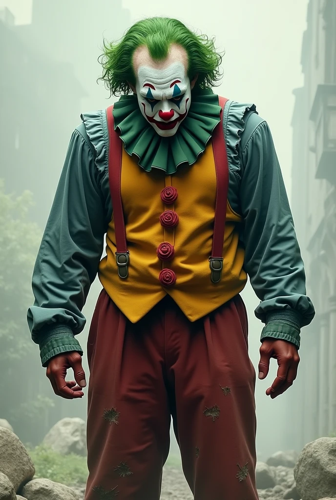 clown, Grieving, brawny, hair green