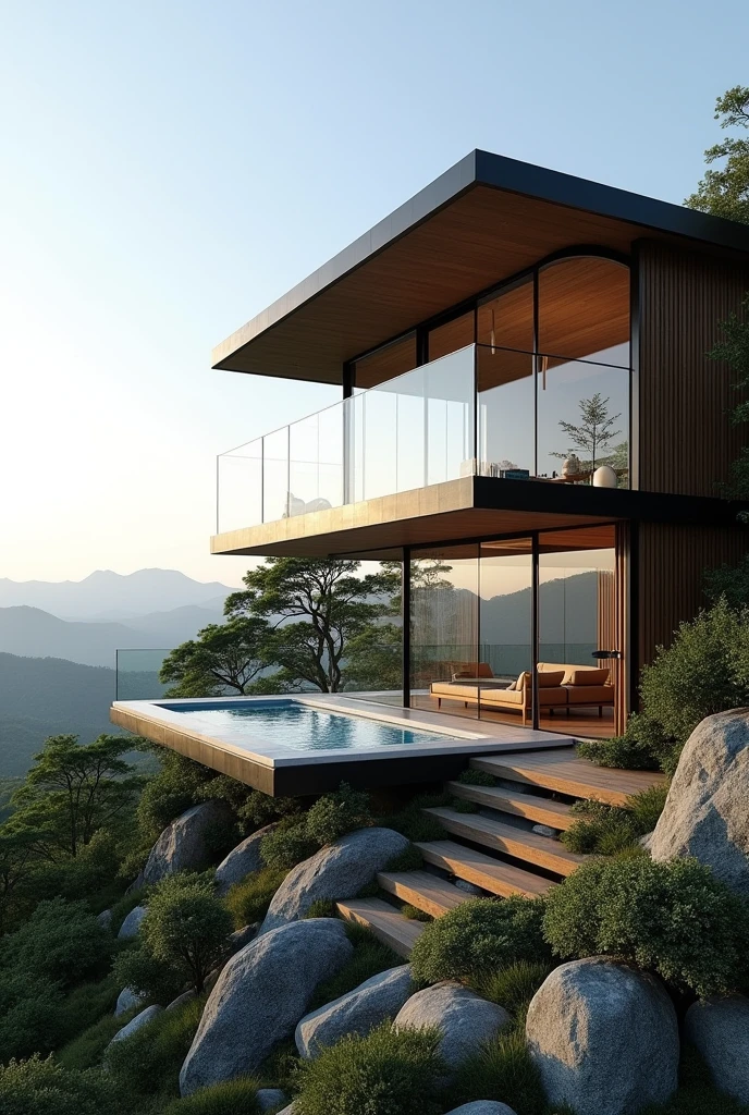 A luxury glass-walled villa overlooking nature