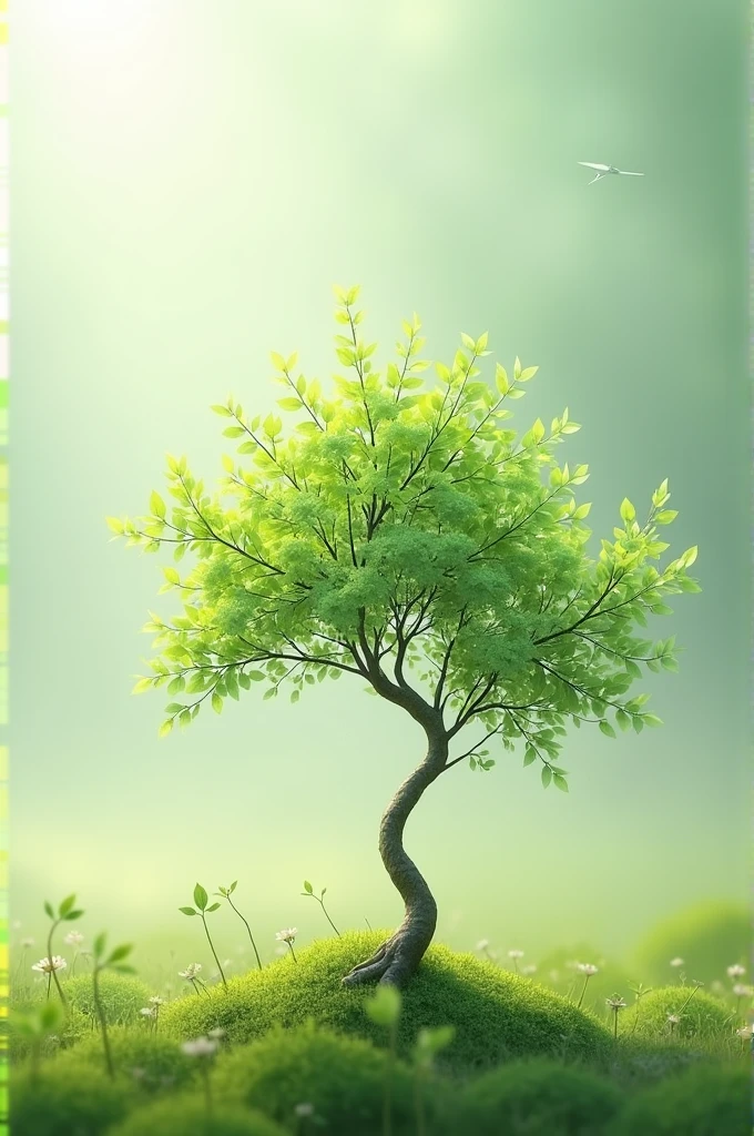 a tiny tree swaying gracefully in the wind