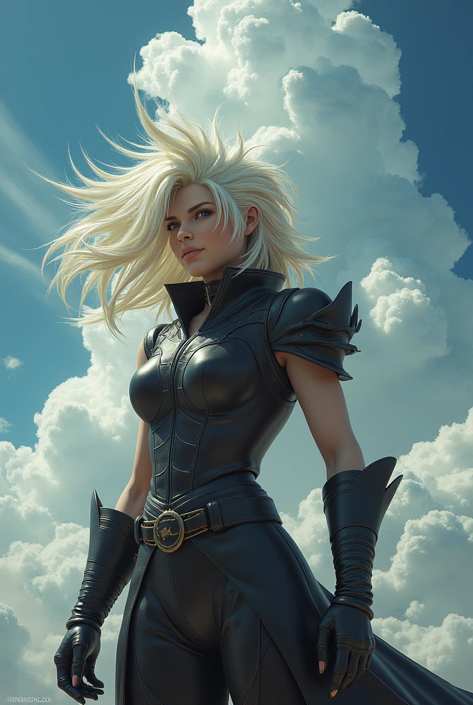 La roca  con pelo de cloud de final fantasy 7
