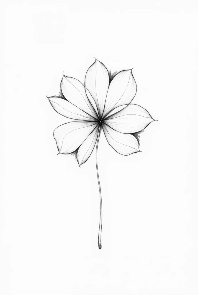 Create a thin line drawing of a 4-leaf clover