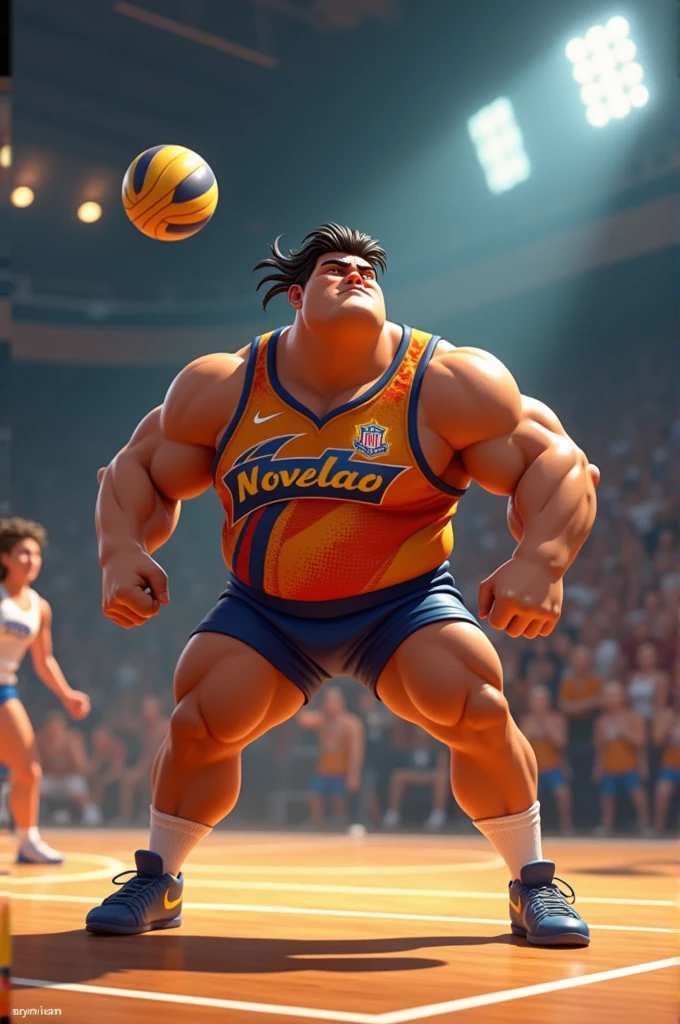A tall, chubby volleyball player