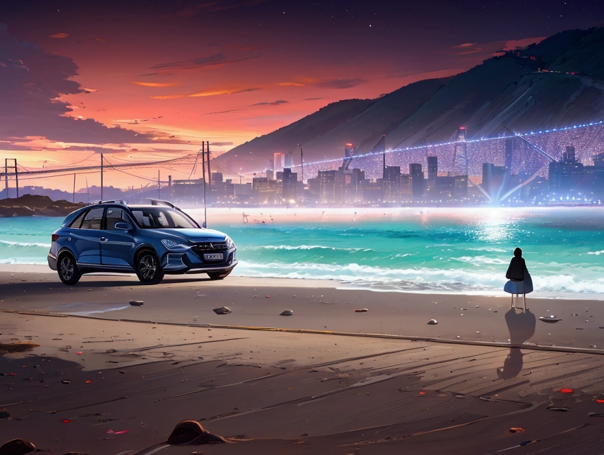 Arav's car parked on the beach,People walking on the beach, Car panorama, Haval F7, Cheng Man Kit, Facing forward, Nine thousand, 9k, Standing near the beach, Front, 3/4 Front view, 🤬 🤮 💕 🎀, Front view, qiangshu, nanquan, 6,000