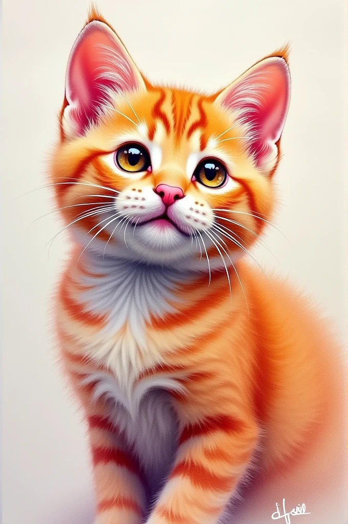 Cat painting based on pastel pencils
