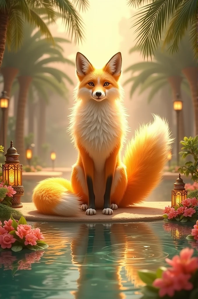 Nine-tailed fox with the phrase "oasis" Below