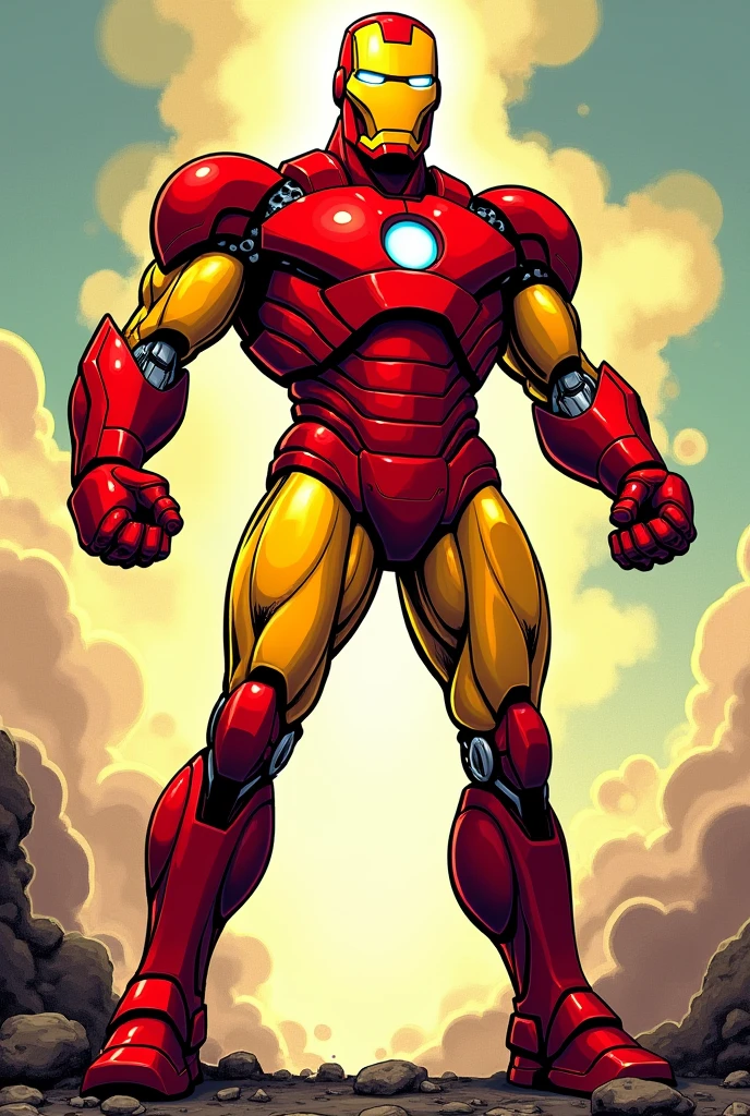 A comic book classic model 4 ironman in cartoony