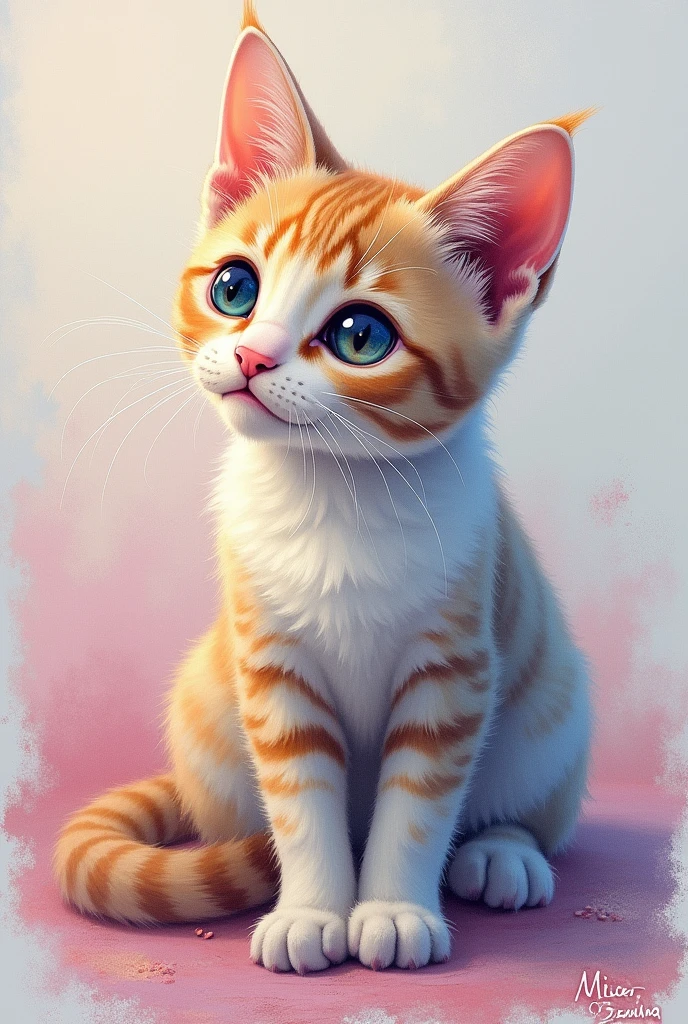 Cat painted with pastel pencils

