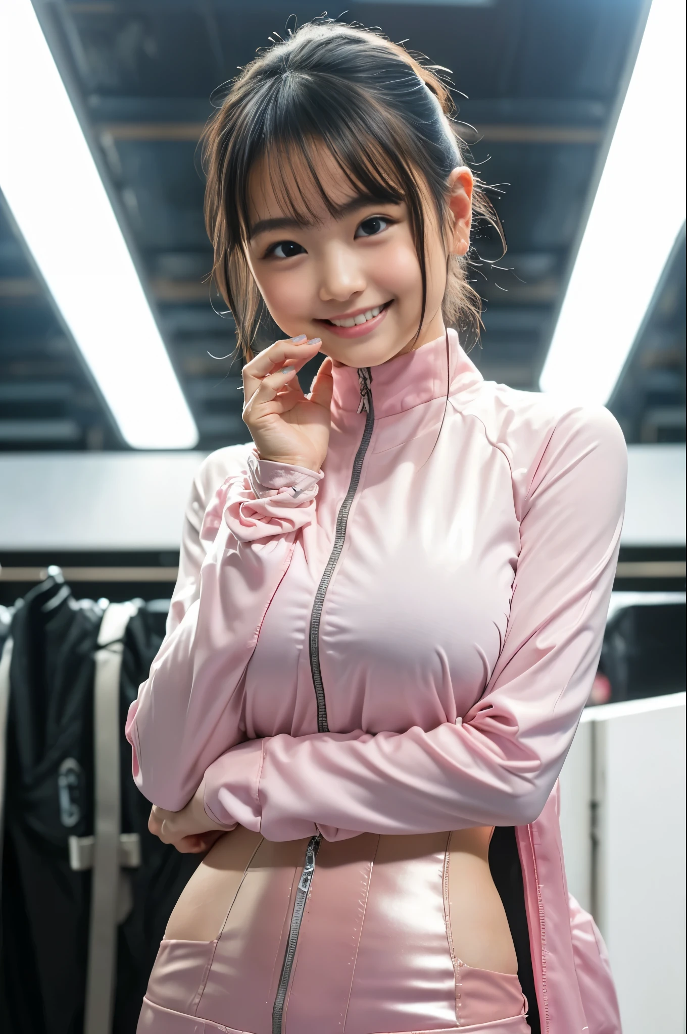 (8k、Raw photography、Highest quality、masterpiece:1.2),(Black Hair、Dark Eyes:1.9),(Plug Suit:1.7)、View your viewers,Front view,White skin,(:1.4)、(Tight waist:1.6)、(Clothes that accentuate the shape of the breasts:1.4)、(Big Breasts :1.6)、Slim figure、Ultra-high resolution,beautiful,beautiful fece,(One person、No background:1.9),whole bodyボディー,Japanese women,(reality的:1.37)、Photon Mapping,reality、(Baby-faced and cute: 1.4)、(Cute Smile: 1.8)、(Round face: 1.8)、Radio City、Physically Based Rendering、Depth of field rally background、photograph, (:1.8),(:1.6),whole body、Great quality
