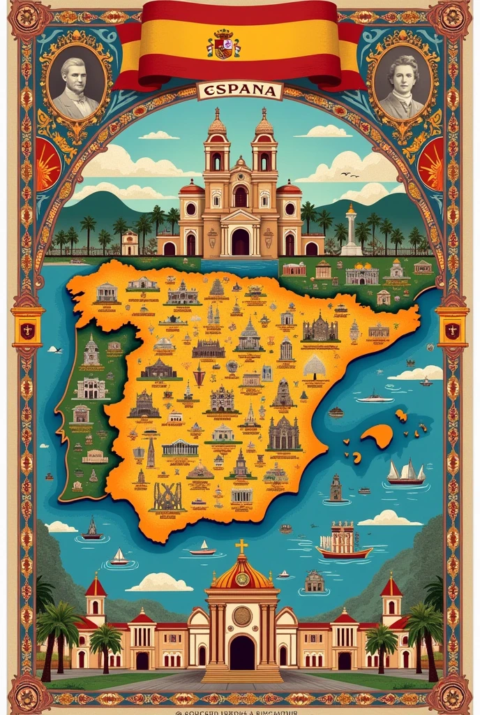 Make a poster on(trivia on Spain, Spanish speaking countries, the language Spanish itself) and write by Anushka Raj 2412807 at the bottom 