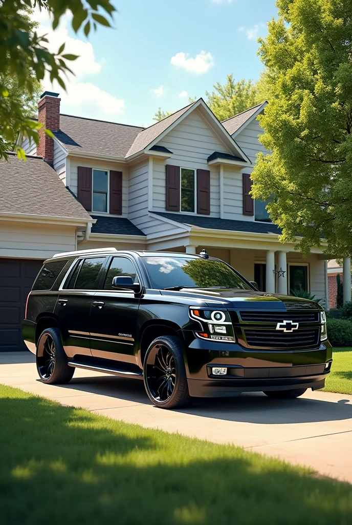 Black people neighborhood Nice home in collierville Tennessee with a black 2016 Tahoe truck with black rims. *HYPER REALISTIC*