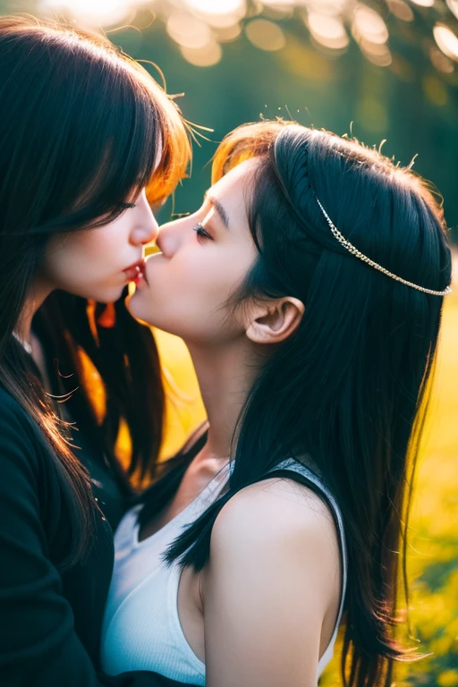 Two girls, kissing