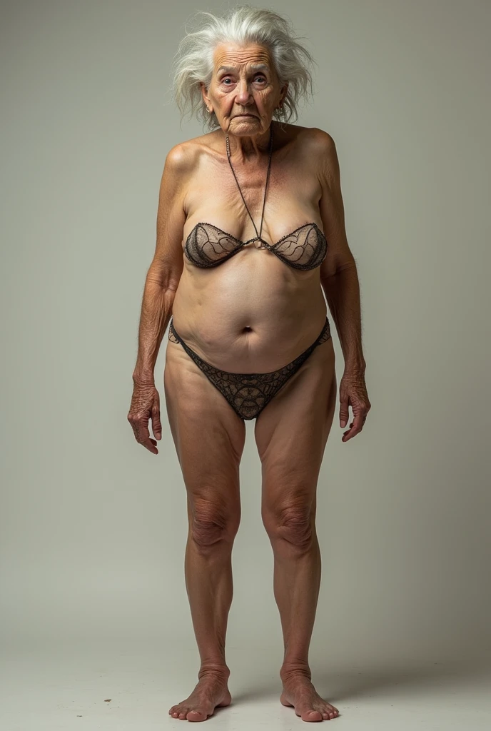 Old woman in thong