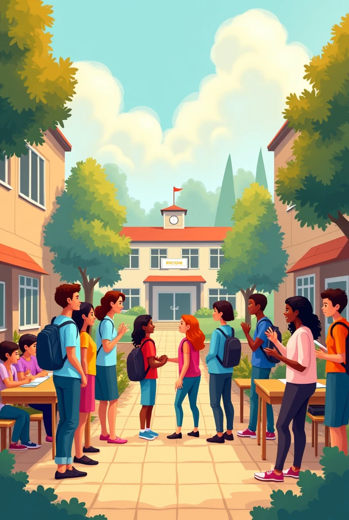 Please create an illustration that helps us understand how this can contribute to a healthy and respectful school environment.