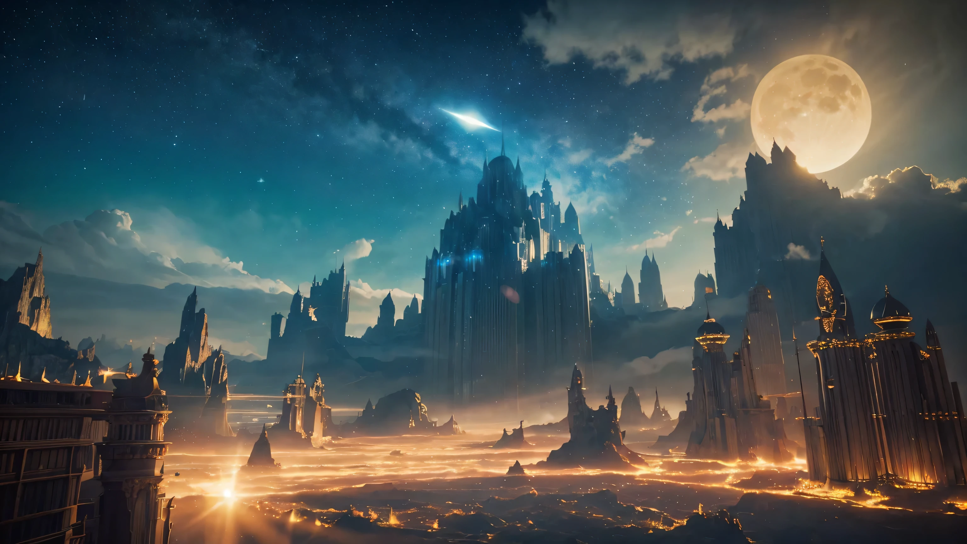Fantasy, Shine, dragon kingdom, Cloud World, Flying Angel, Majestic gates and pillars, sun, Moon and Stars, In heaven, skyline,
Flying debris, Highest quality, Very detailed,
Sidon, Sidon style
(Realistic, Very delicate and beautiful, Written boundary depth, Film Grain, Professional Lighting,
Photon Mapping, Radio City, Physically Based Rendering,