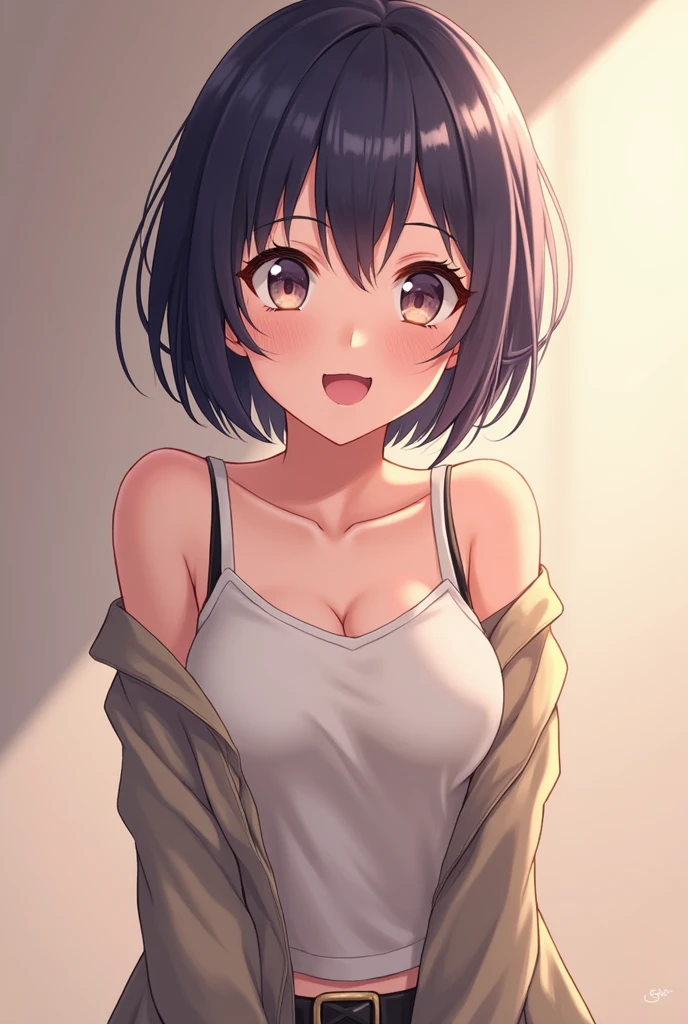 Anime girl with short cut and big tits 