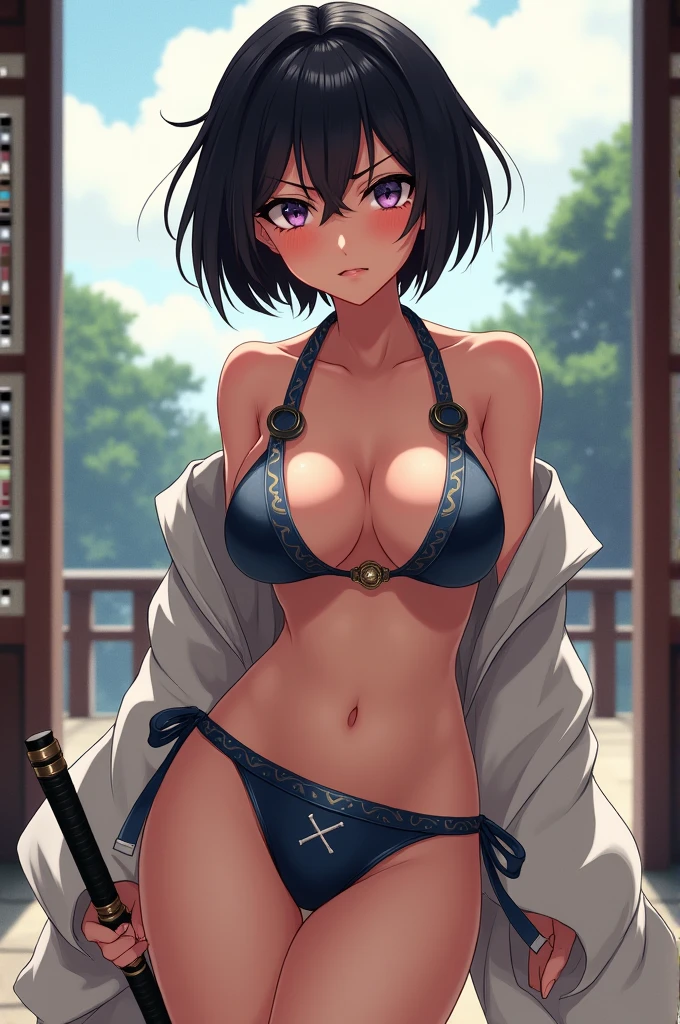 Kunoichi hot pants short hair Blushing