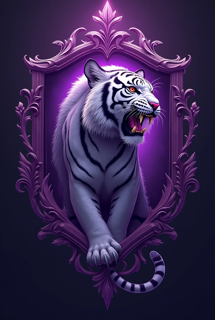Chat create an interclass crest with a tiger and the predominant color purple with the name of "magic on the feet"