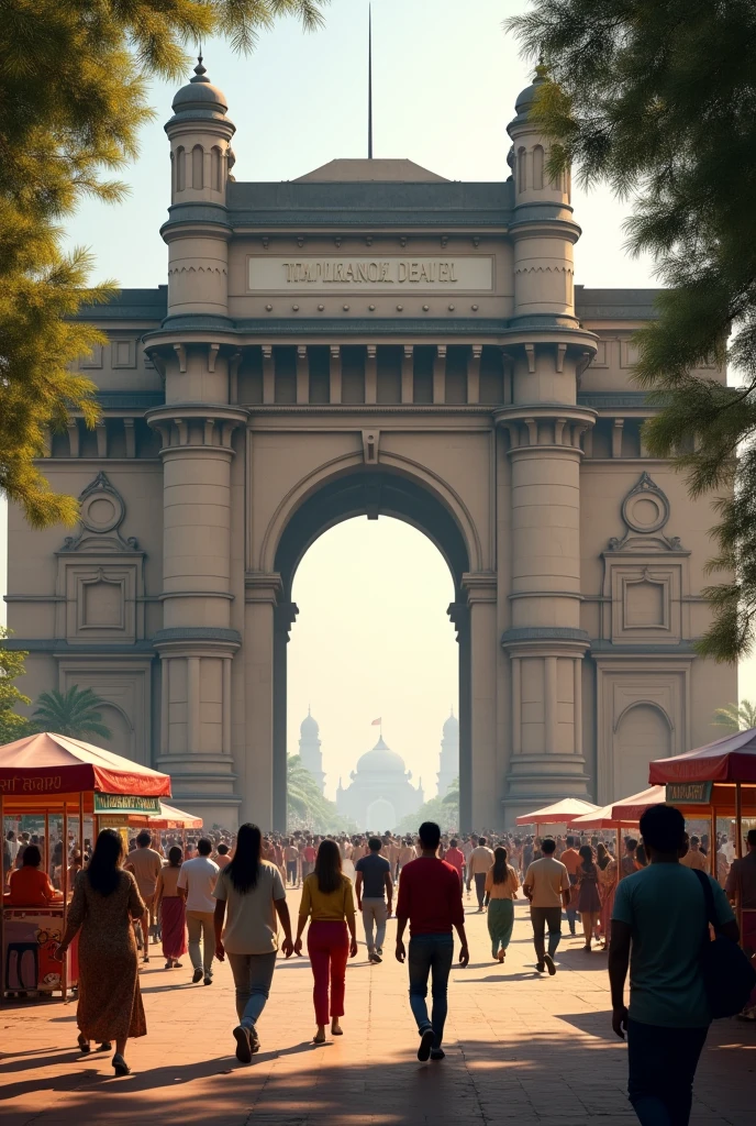 people walking in Indian gate way 