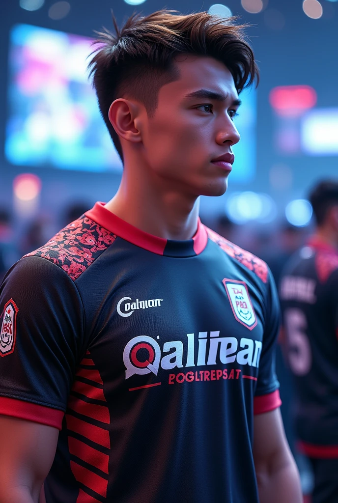 QaLipian name on esports jersy with a hansome man wearing it