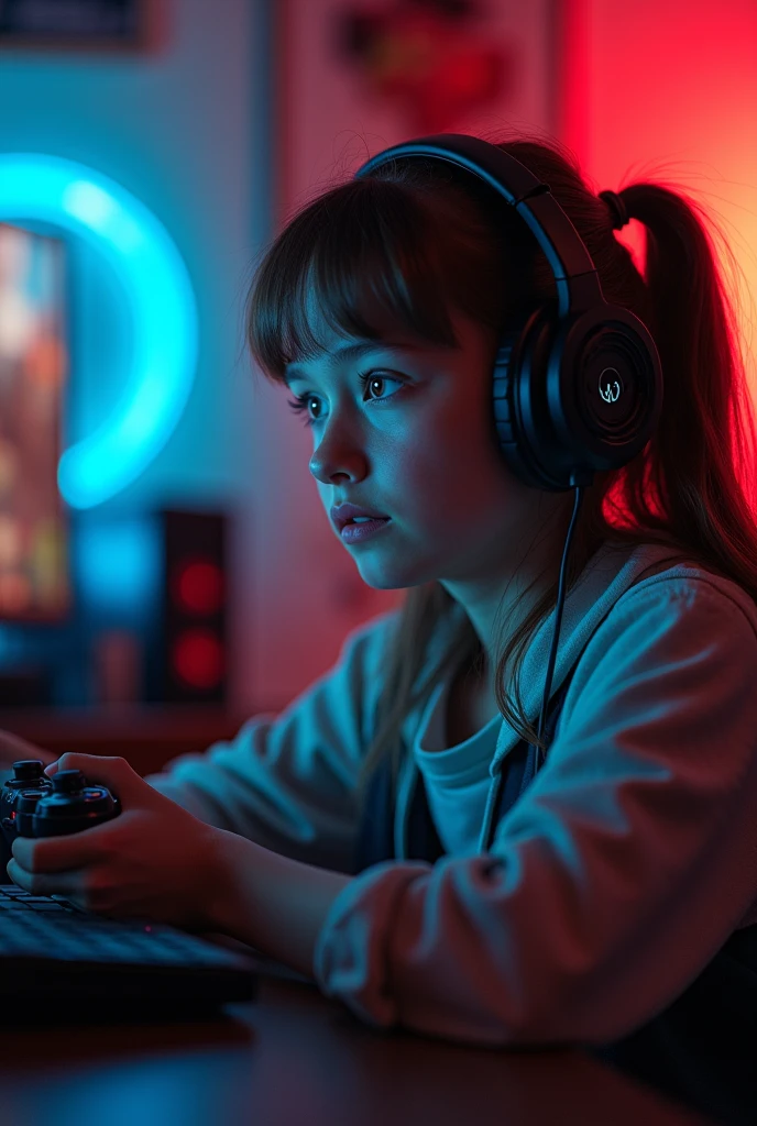 A girl playing call of duty on PlayStation enjoying the best internet speed
