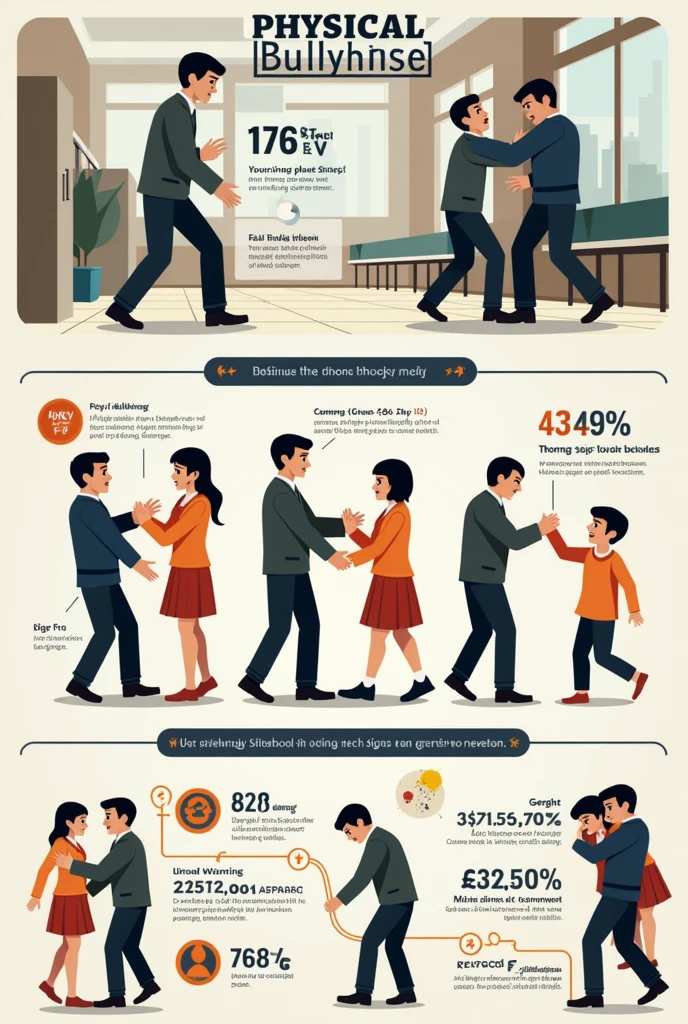 Make infographics about physical bullying  and the caption only is for English language 