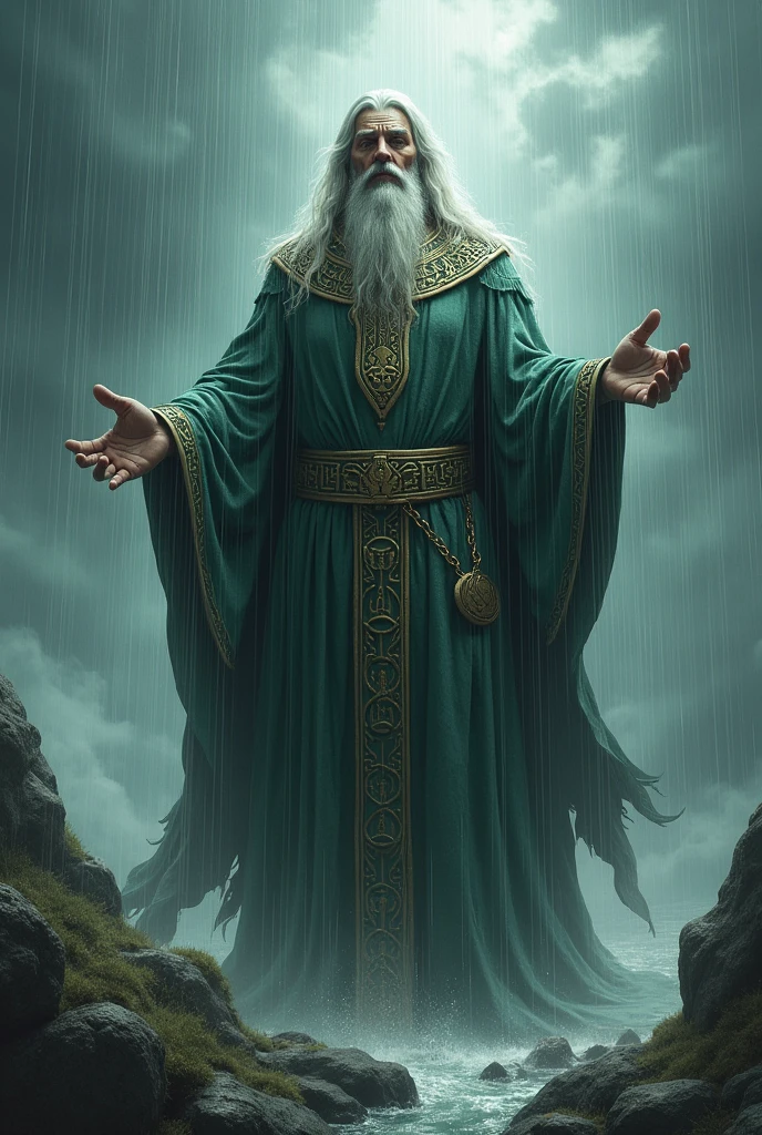 The rain god of Celtic culture washing away the sins of his followers