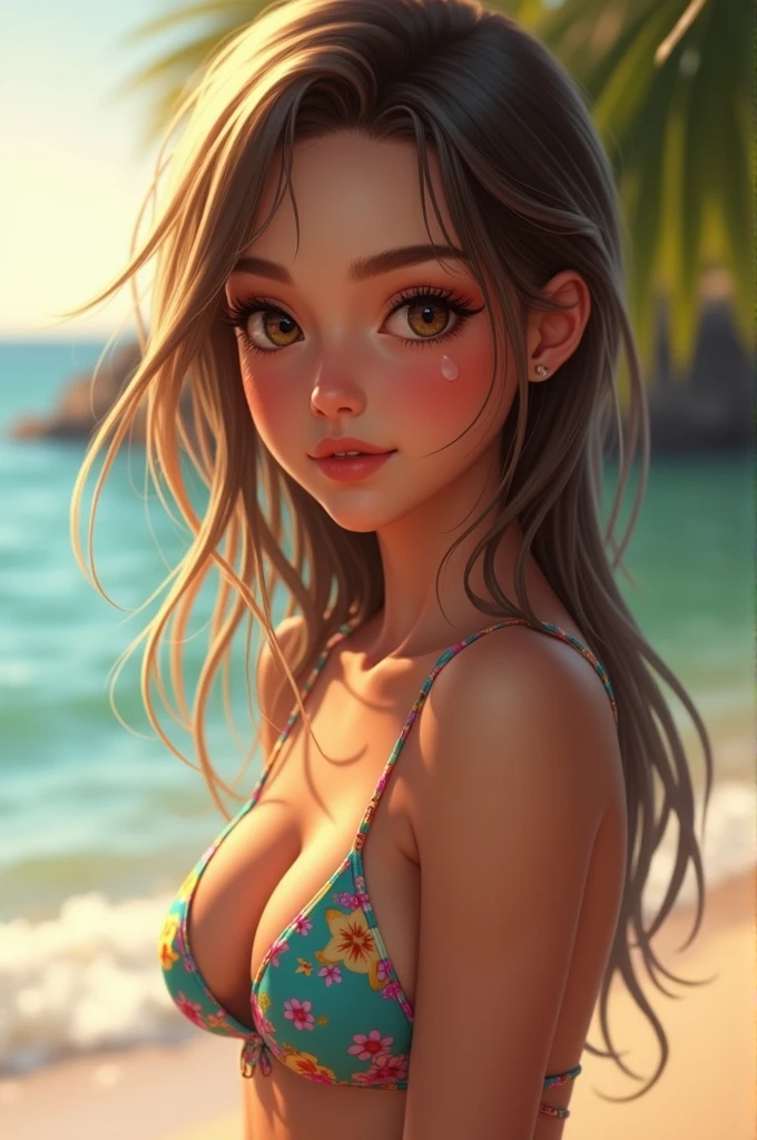 A girl in a bikini looking at me lovingly 