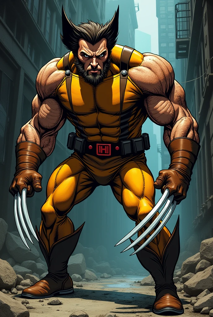 Classic comic book Wolverine in the brown suit