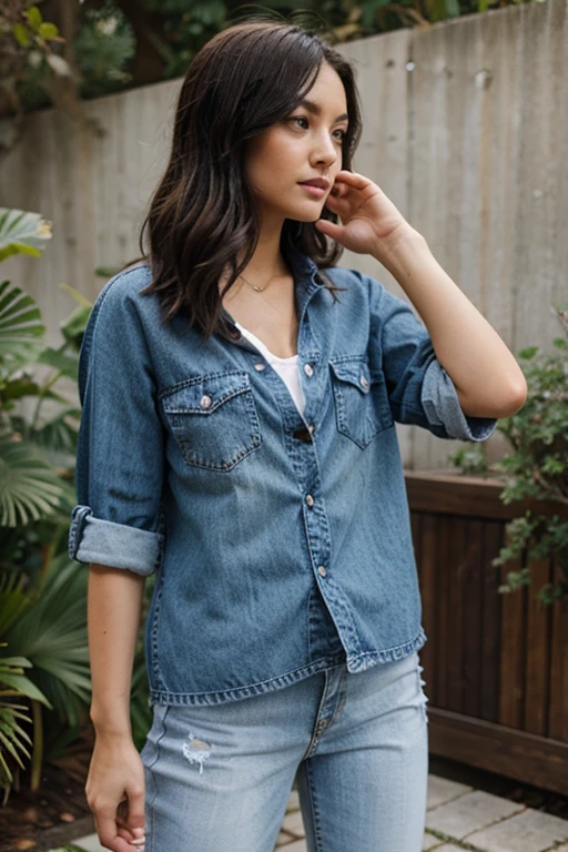 Macramé collection of very original denim clothing 