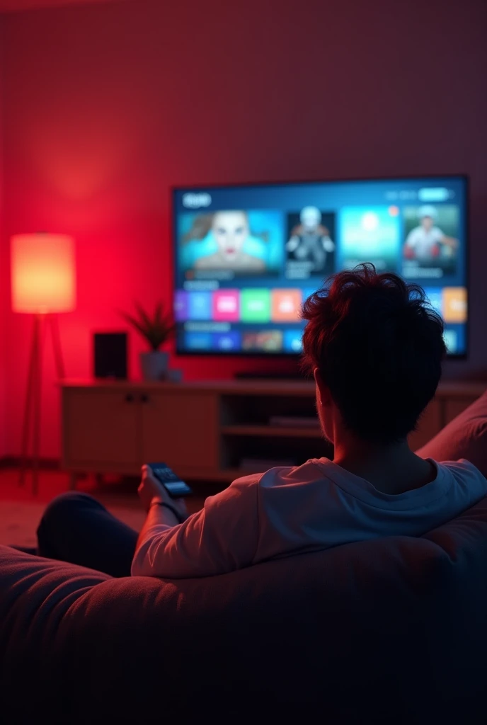 By a person watching TV next to his red CLARO TV antenna