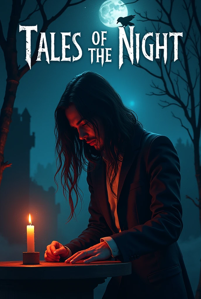 An image of a podcast titled Tales of the Night with the title in Spanish