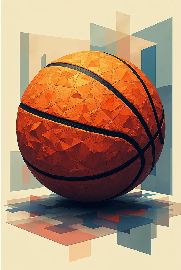 cubism basketball art in multiple angles using geometric shapes and patterns ball only