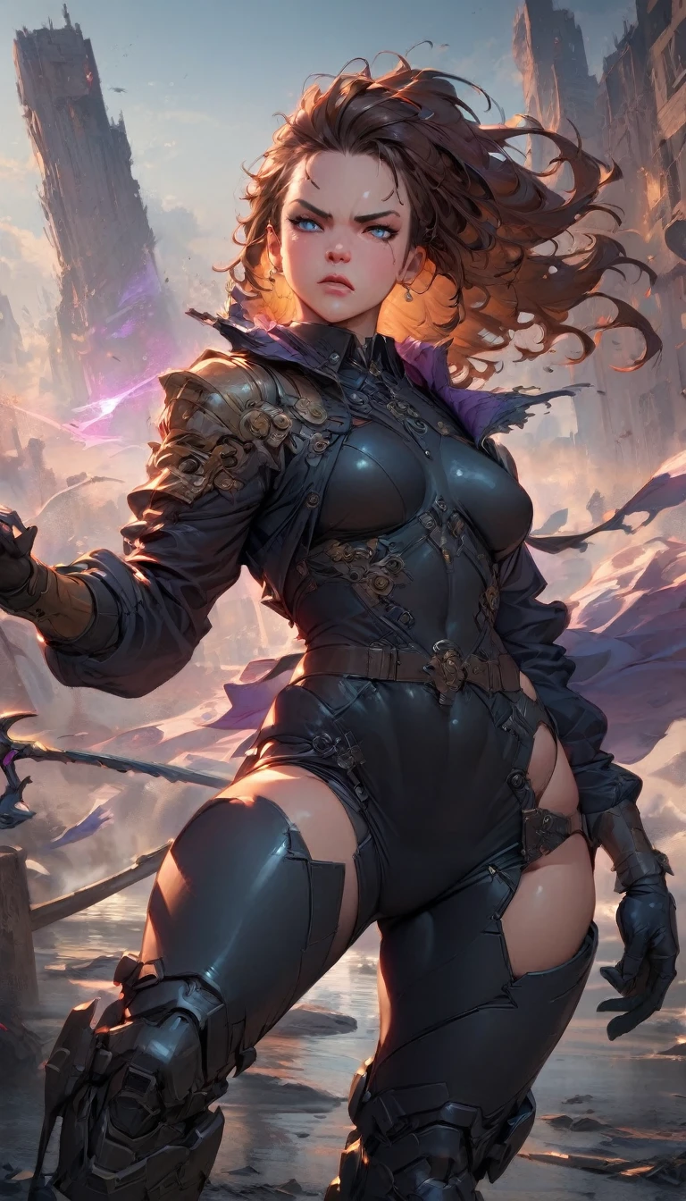 best quality,4k,8k,highres,masterpiece:1.2),ultra-detailed, extremely detailed eyes, extremely detailed body, (large masterpiece digital art), (detailed manga illustration), (detailed line art), ((perfect anatomy)), (intricate details:1.3), (ultra-detailed:1.3), (illustration:1.3), (sharp focus:1.3), (natural lighting:1.05), (vivid colors:1.3), (masterpiece), (best quality:1.4), (perfect anatomy:1.4), high quality, expressive eyes, full body, detailed face, beautiful face, perfect face, ((1boy)), angry, ((male focus)), muscular, detailed messy hair, long hair, brown hair, blue eyes, t-shirt, jean pants, sneakers, cinematic lighting, dramatic atmosphere, Atey Ghailan, Jeremy Mann, Greg Manchess, Antonio Moro, trend in ArtStation, trend in CGSociety, Intricate, High Detail, Sharp focus, dramatic and photorealistic painting art by Midjourney and Greg Rutkowski, Jeff Bridges, ((cartoon style)), Marvel Cinematic Universe style, (((ruined city in the background))),
