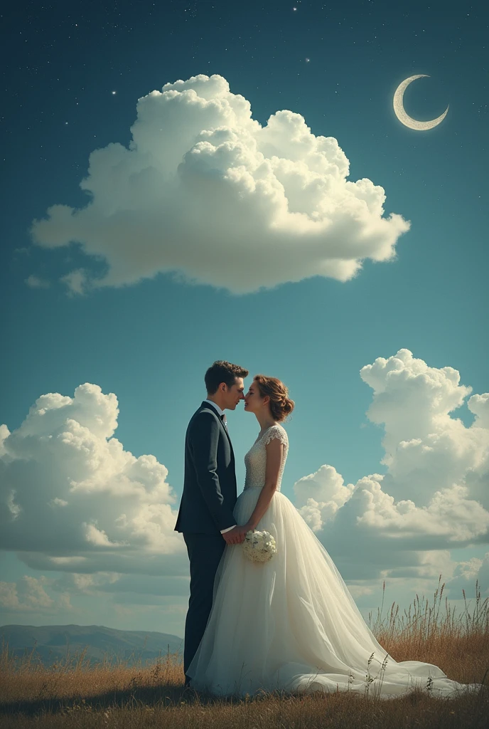sleeping wanker and a cloud of dreams appears where they are getting married, That is, they dream of getting married.