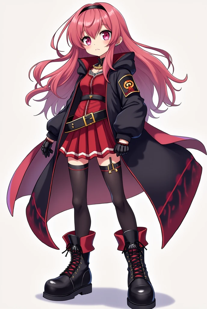 My genshin impact character, Whole body, pink eyes, clothes similar to those of linett,She has loose hair and she has boots like Linet&#39;s., abranzando a scaramouche 