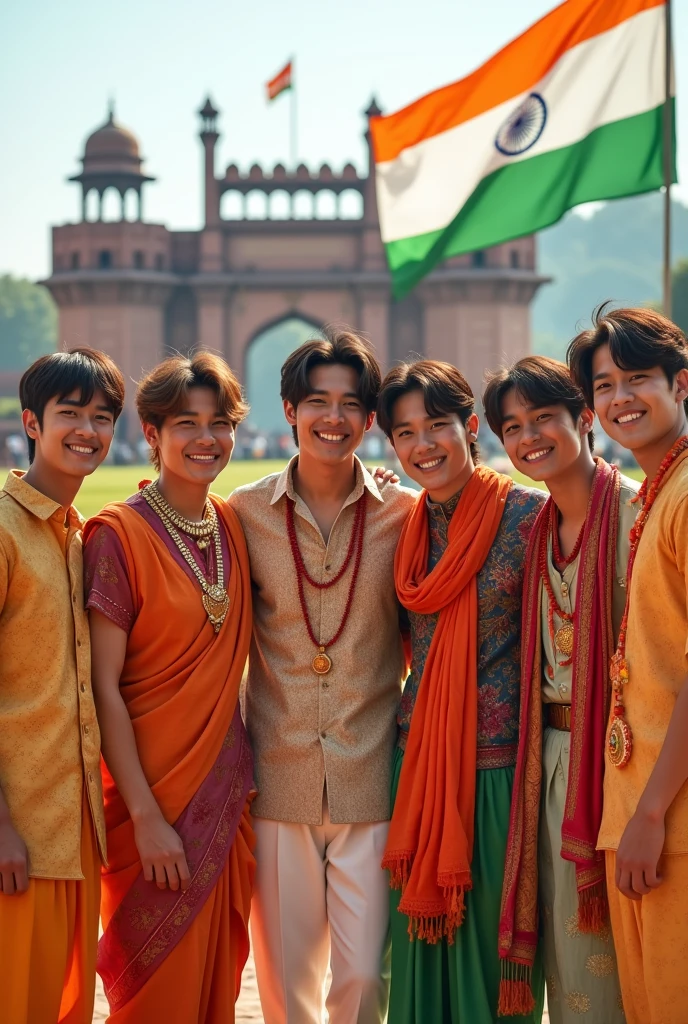 BTS 7 members photo on Indian independence day