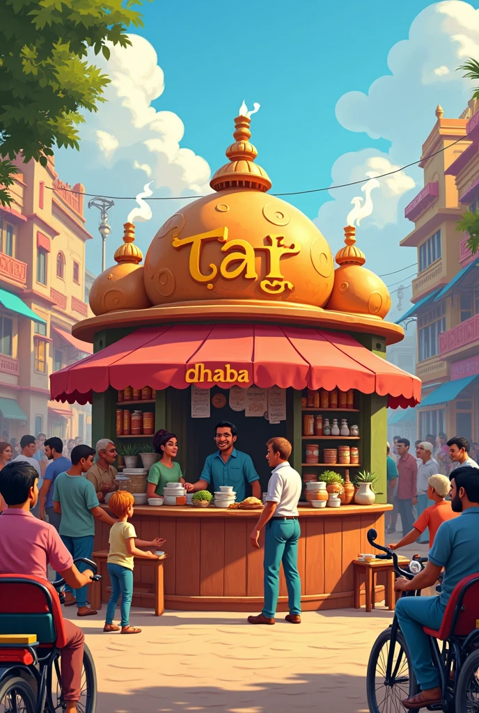 Give us an image of a small Sa chai Ka Dhaba with which we can make our cartoon.