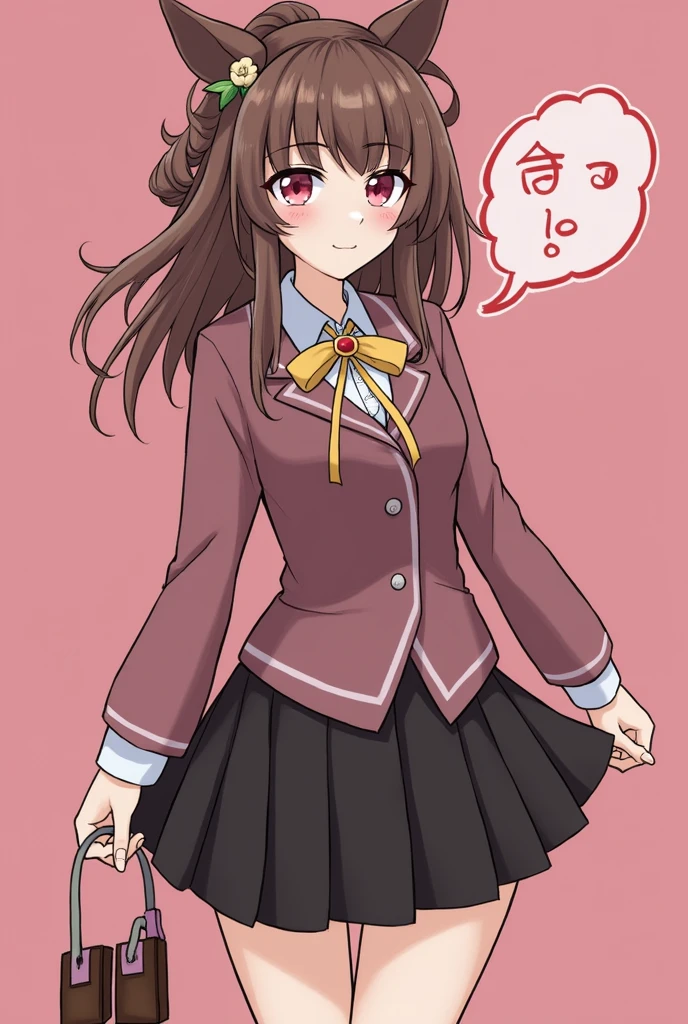 My genshin impact character with loose hair, in full body, clothing similar to linett's, pink eyes,Brown hair, and hugging scaramouche