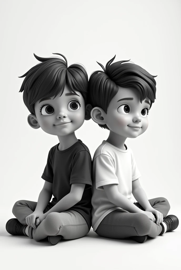 sitting side ?, latter coll boy style black and white 3d 
