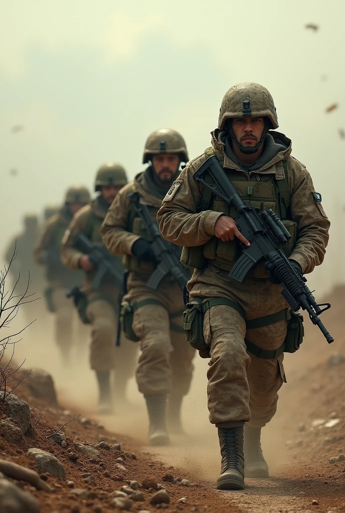 soldiers wearing camouflage going to war